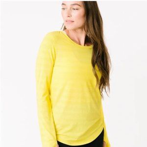 Zyia Active Subtle Stripe Long Sleeved Tee Yellow M